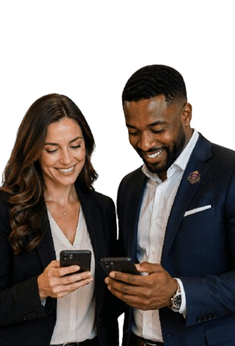 Real estate agent reviewing opportunities on a phone.